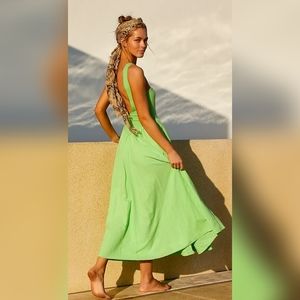Free People  Emily's Midi Dress in Lime Green